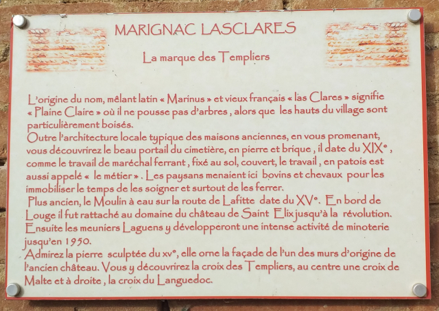Marignac-Lasclares - plaque explicative